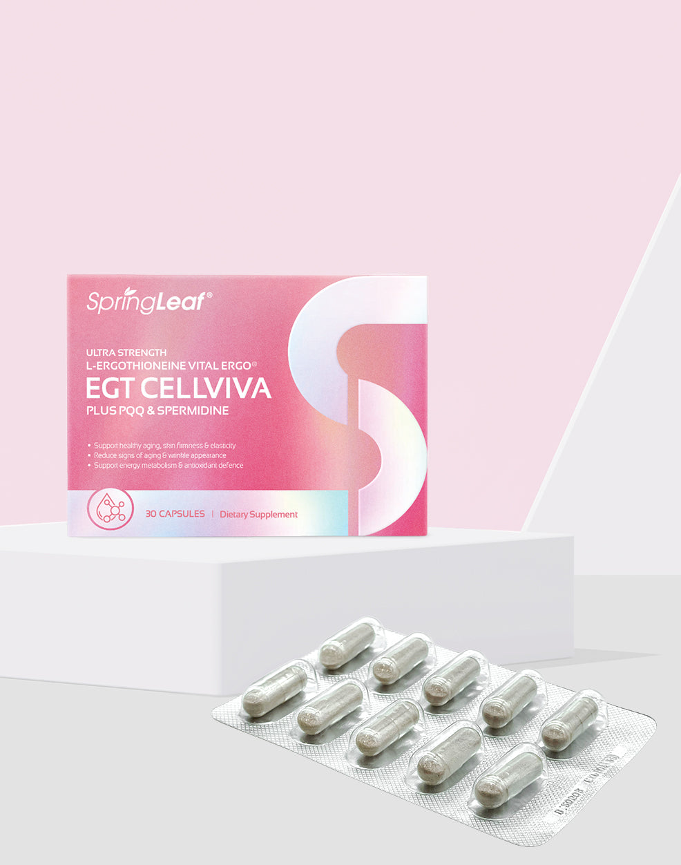 SpringLeaf Ultra Strength L-Ergothioneine Vital Ergo® EGT Cellviva Plus PQQ & Spermidine (EXPORT ONLY)