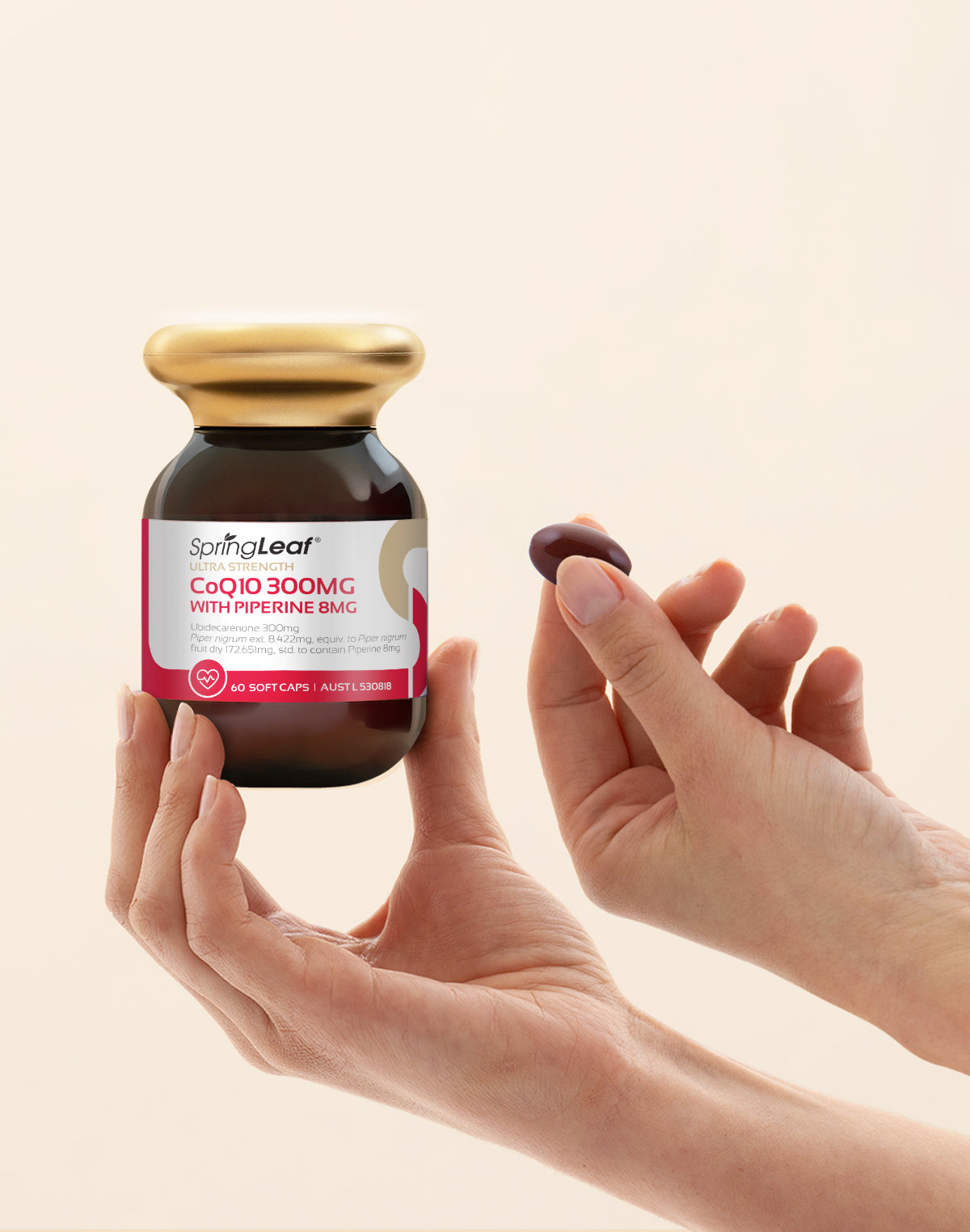 SpringLeaf Ultra Strength CoQ10 300mg with Piperine 8mg