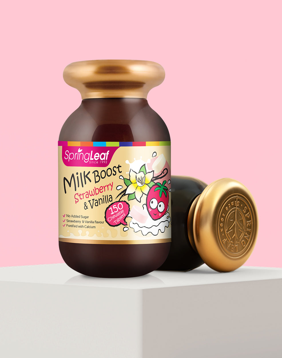 SpringLeaf Milk Boost Strawberry + Vanilla Chewable Tablets